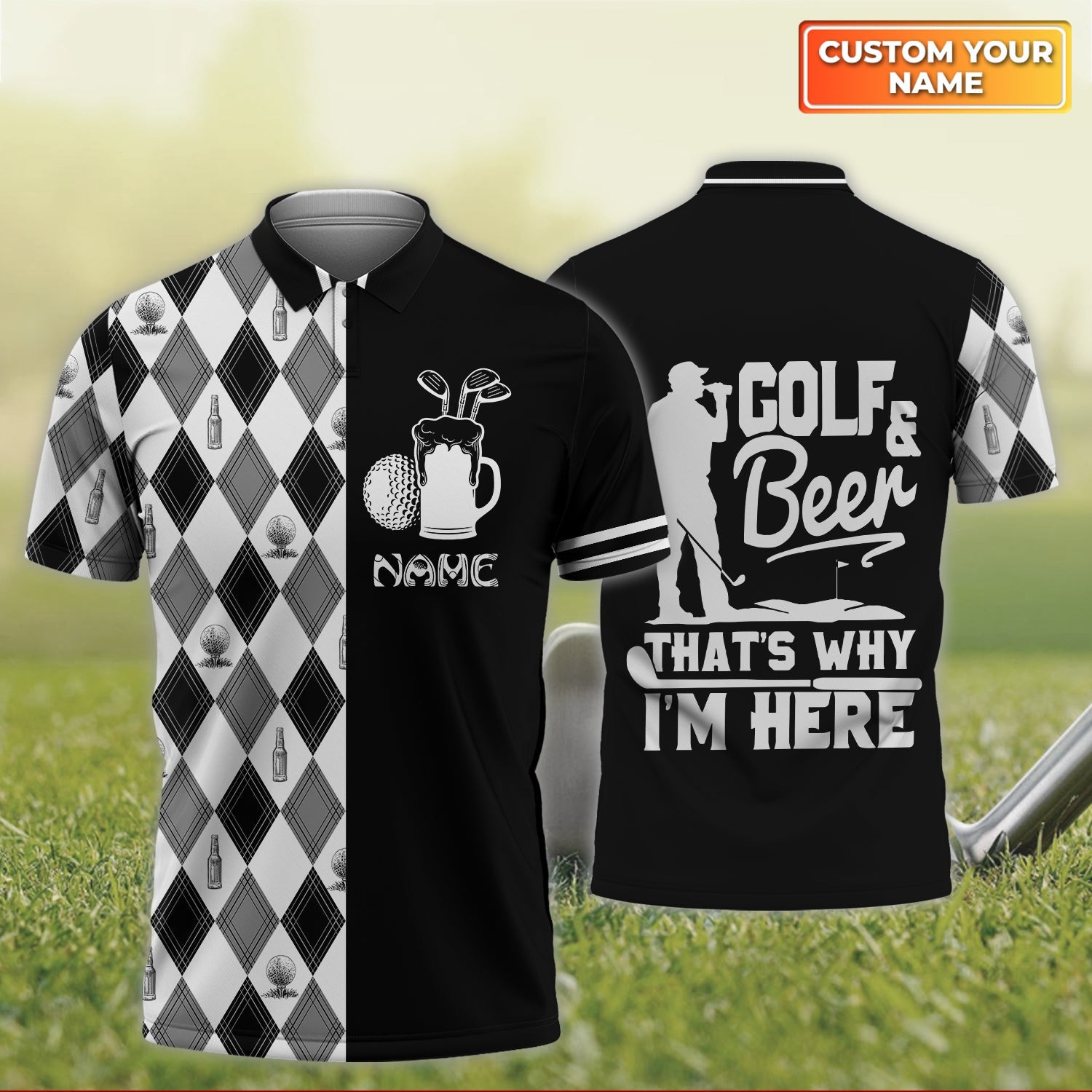 Personalized Golf & Beer That Why I'm Here Polo Shirt Best Golf Merch Present For Husband