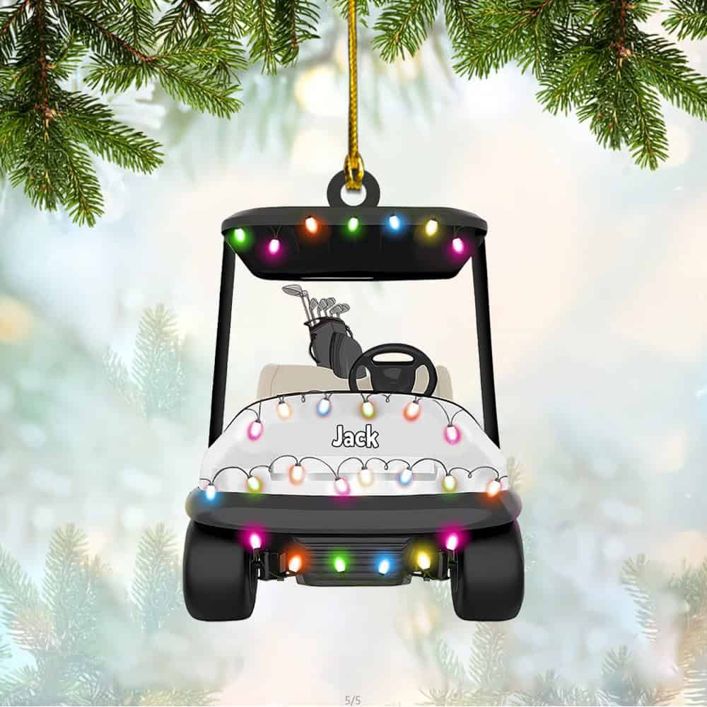 Personalized Golf Acrylic Christmas Ornament Custom Golf Cart Shape Christmas Ornament Gift For Golf Lovers