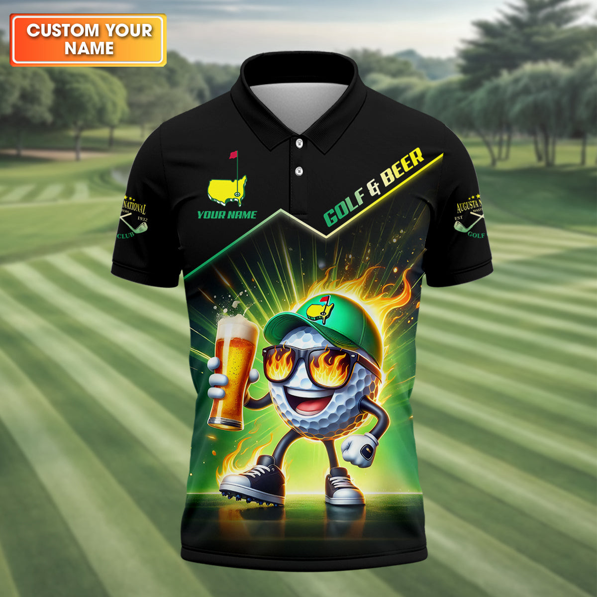 Personalized Golf And Beer Augusta Polo Shirt Best Golf Clothes Present For Father
