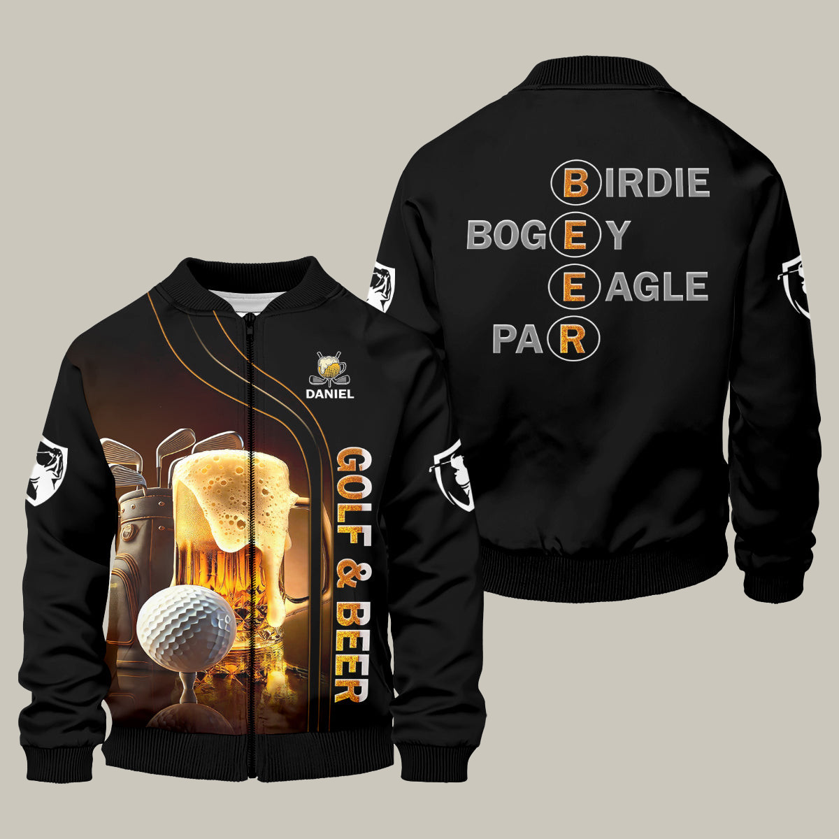 Personalized Golf And Beer Bomber Jacket Golf Apparel Father's Day Gift For Husband