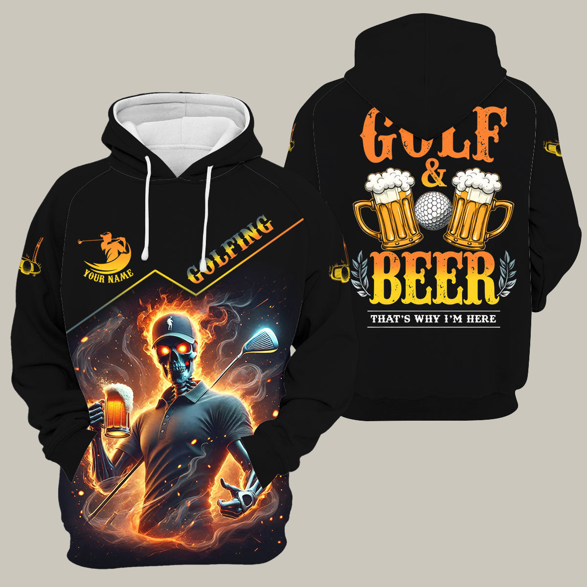 Personalized Golf And Beer Hoodie Best Golf Apparel Present Idea For Husband
