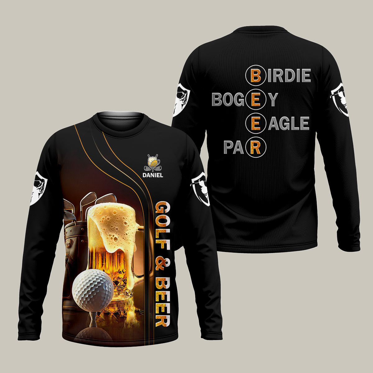 Personalized Golf And Beer Long Sleeve Shirt Golf Apparel Present For Dad