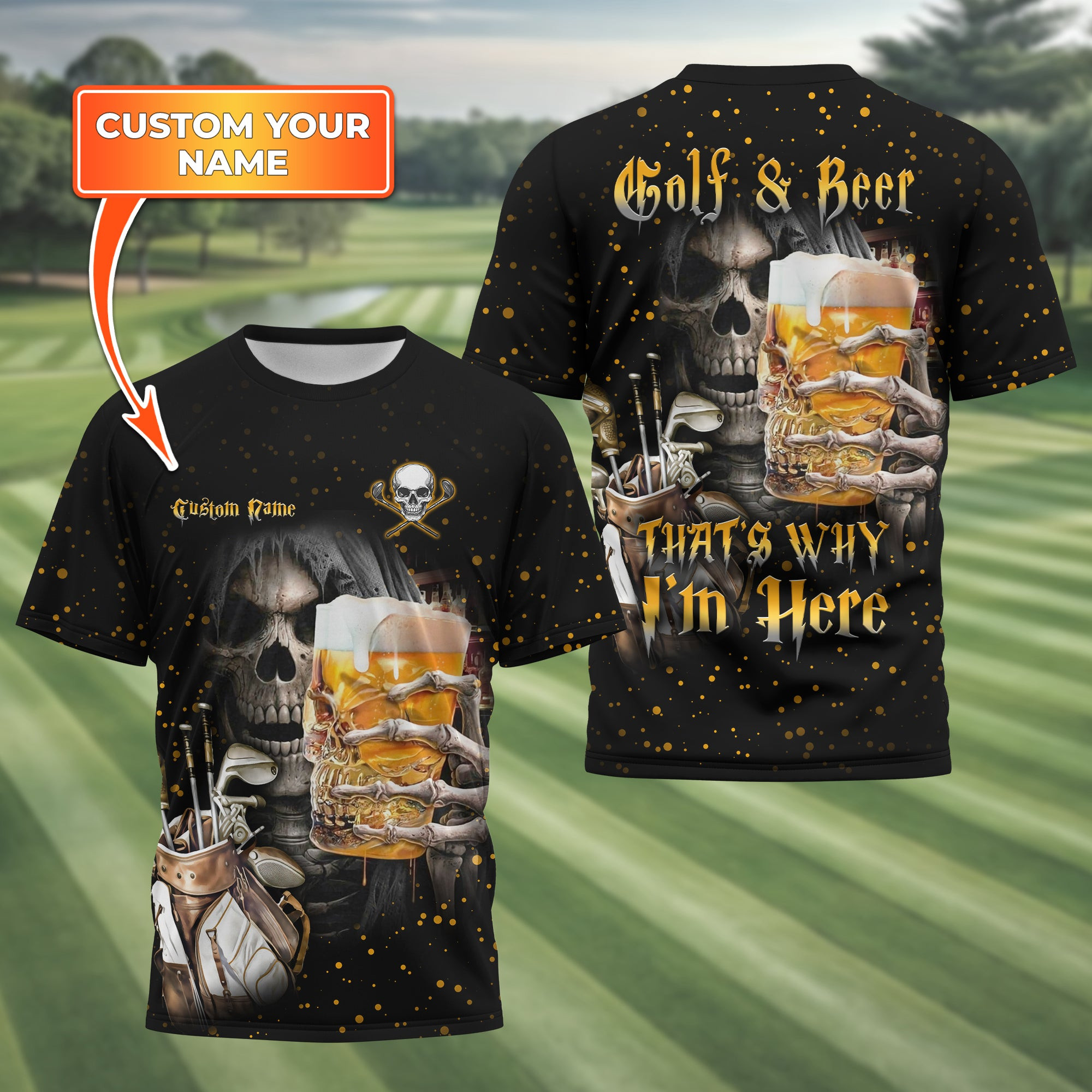 Personalized Golf And Beer T-Shirt Best Golf Shirt Present Idea For Father