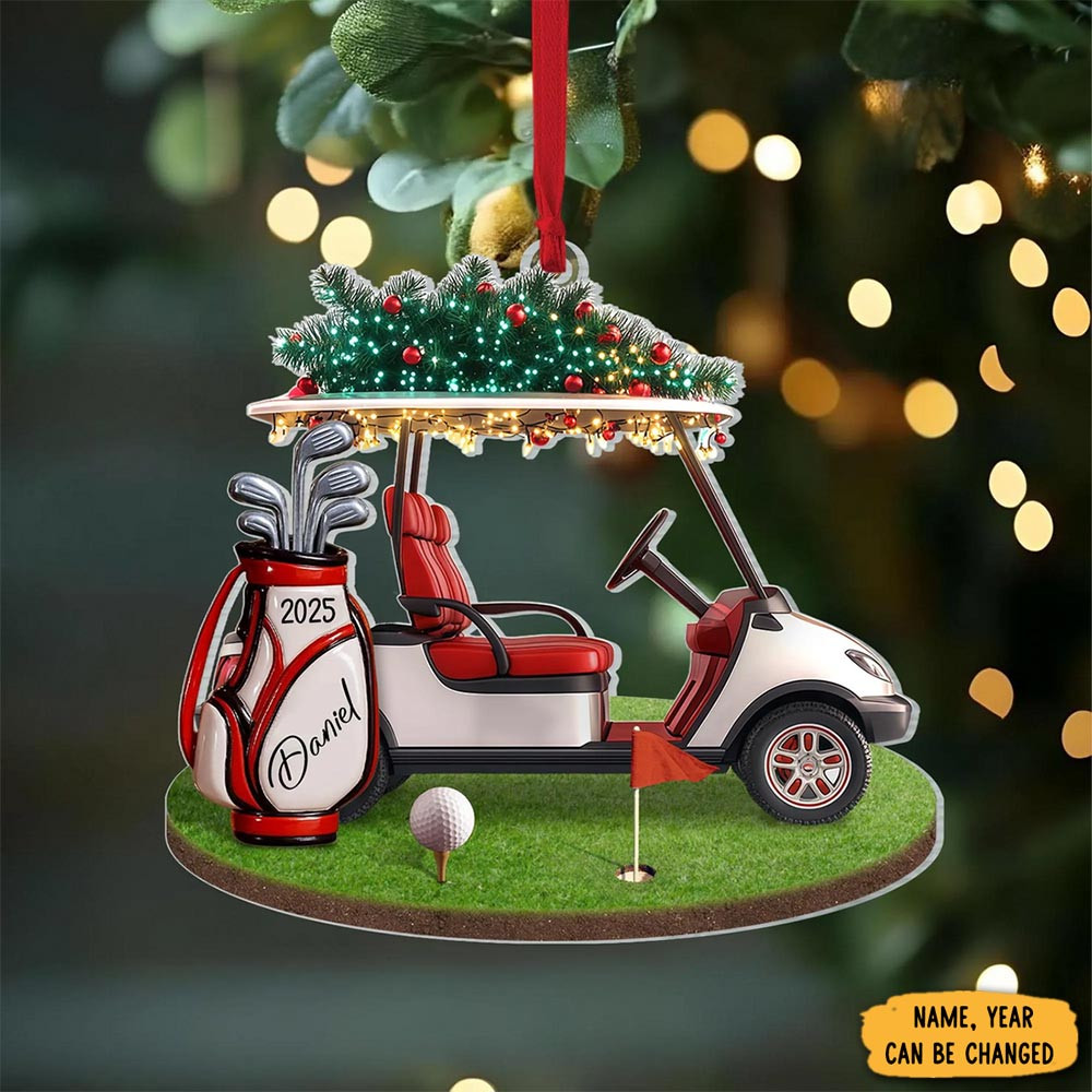Personalized Golf Backpack Golf Cart Christmas Ornament Christmas Tree Decor Best Gift For Xmas