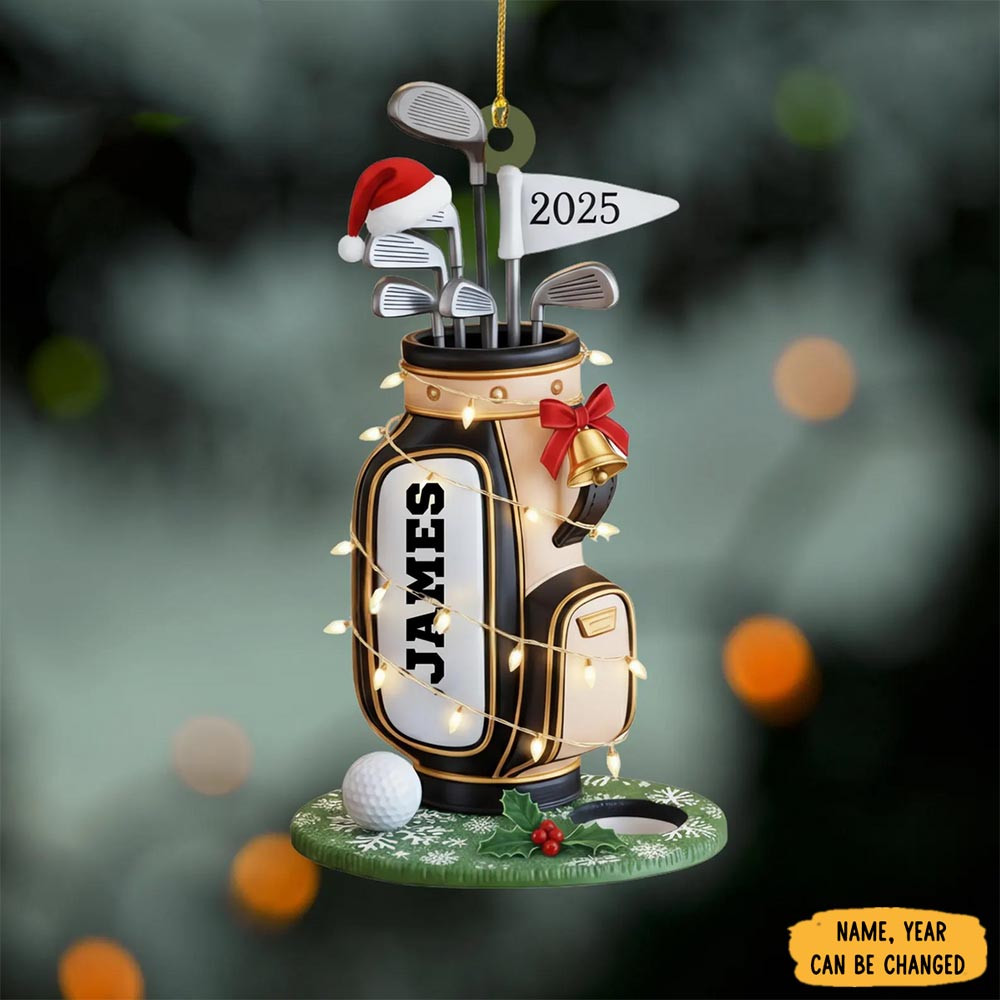 Personalized Golf Bag And Bell Christmas Ornament Christmas Decorations Unique Xmas Gifts