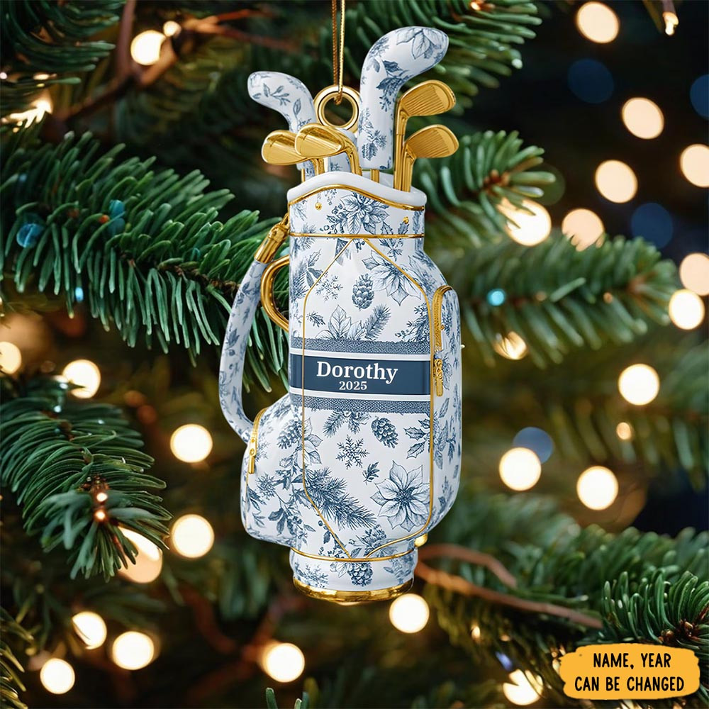 Personalized Golf Bag Toile De Jouy Christmas Ornament Christmas Indoor Decorations