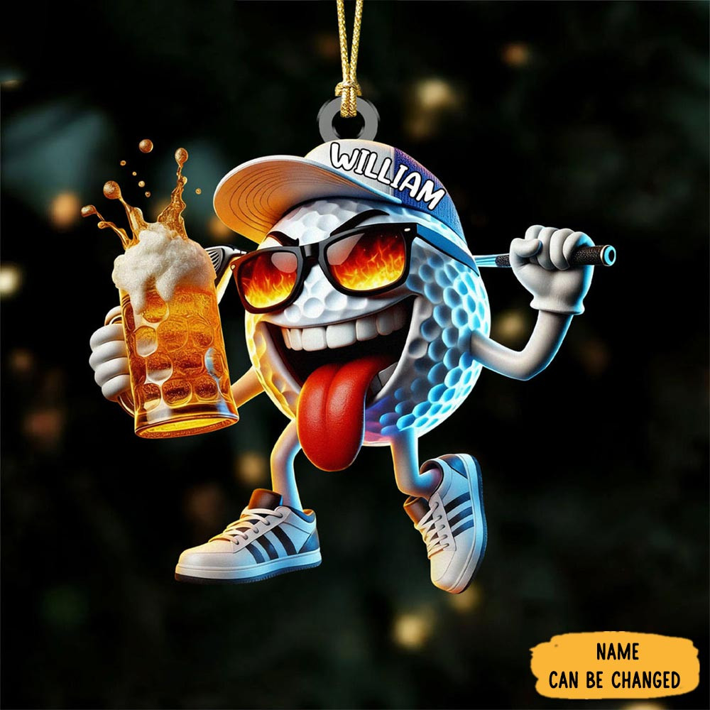 Personalized Golf Ball And Beer Christmas Ornament Xmas Decor Cool Christmas Gifts