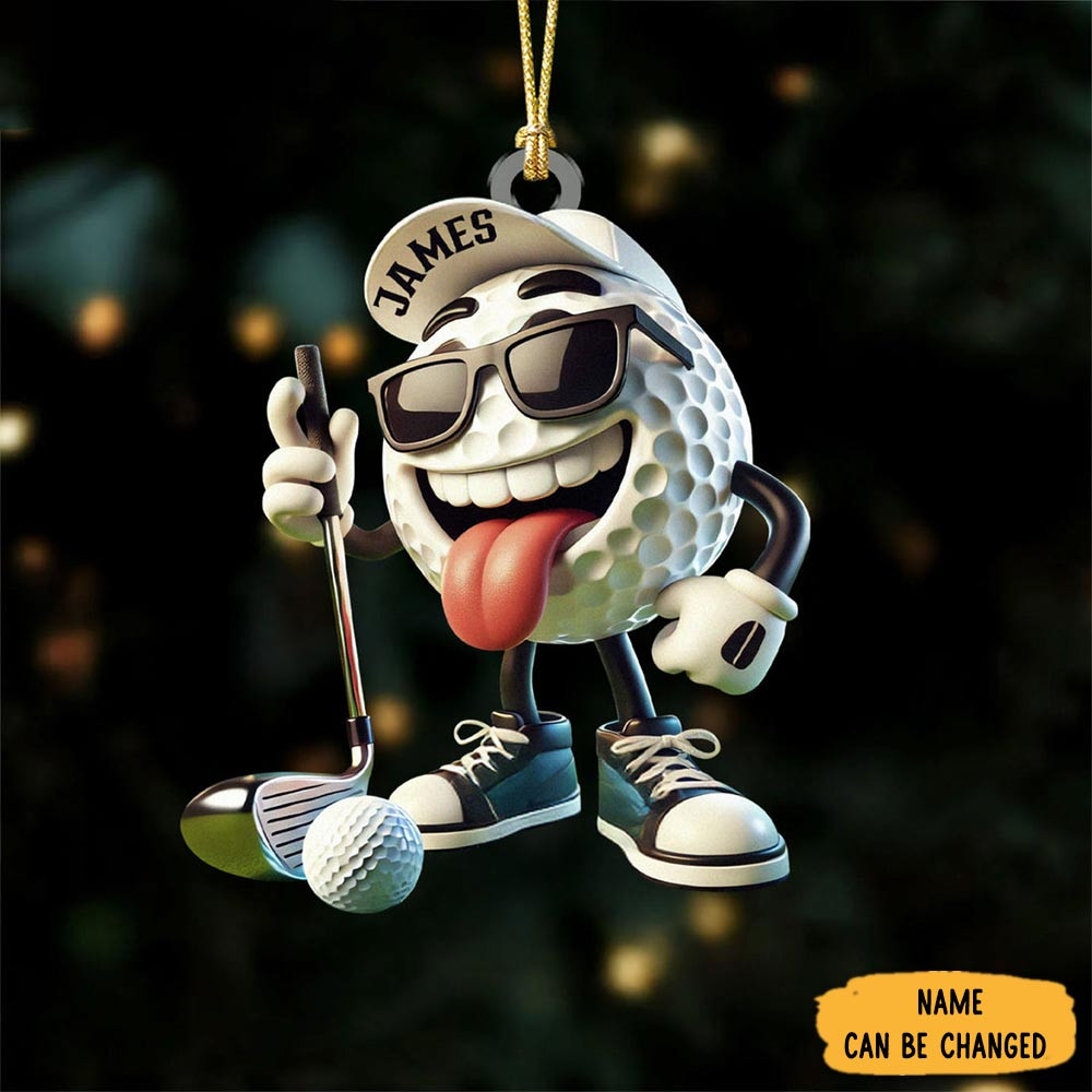 Personalized Golf Ball Christmas Ornament Gold Xmas Ornaments Golf Christmas Gifts
