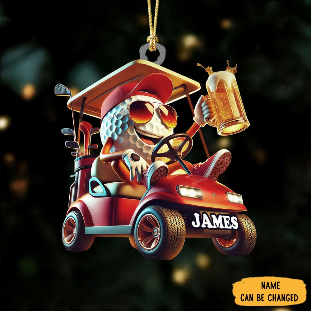 Personalized Golf Ball Drinks Bear Christmas Ornament Holiday Home Decor Xmas Gift Ideas