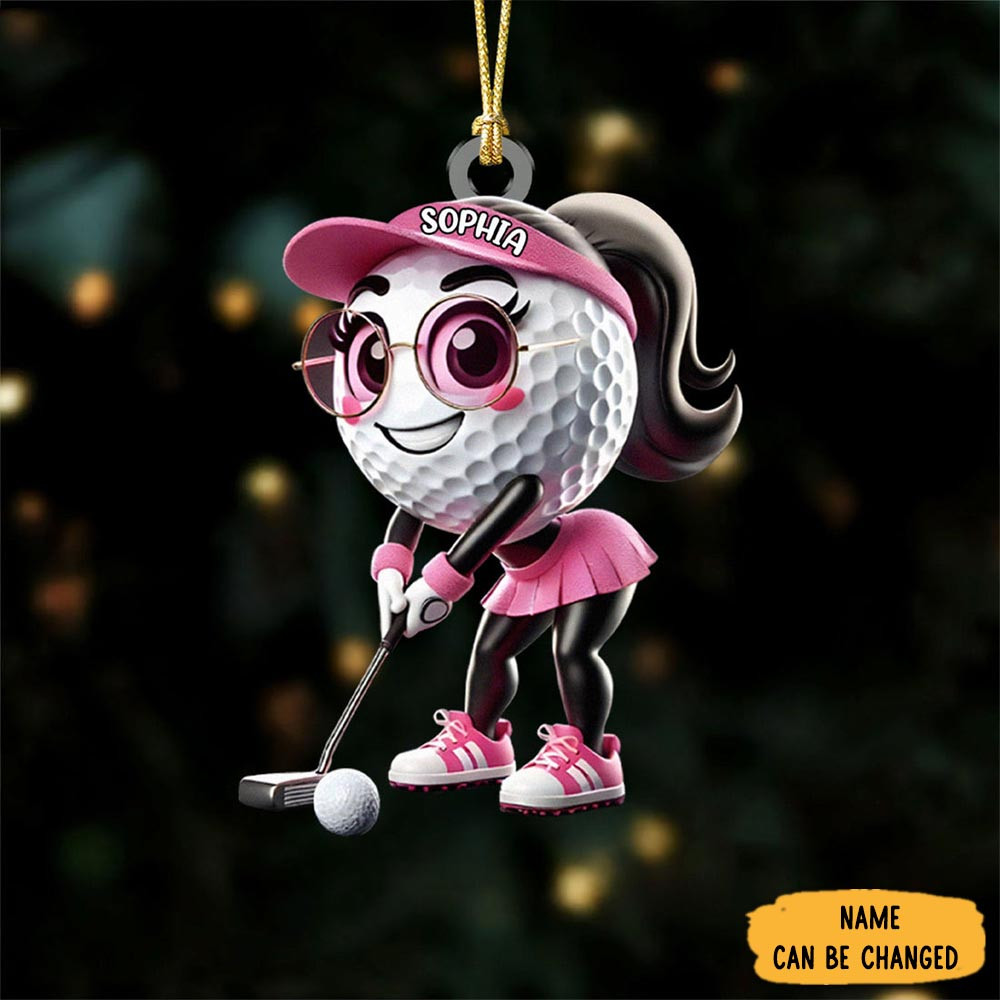 Personalized Golf Ball Female Christmas Ornament Home Decor Xmas Gifts For Mom