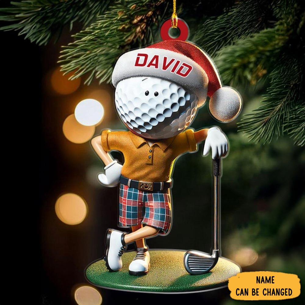Personalized Golf Ball Santa Christmas Ornament Xmas Tree Decor Golf Lover Christmas Gifts