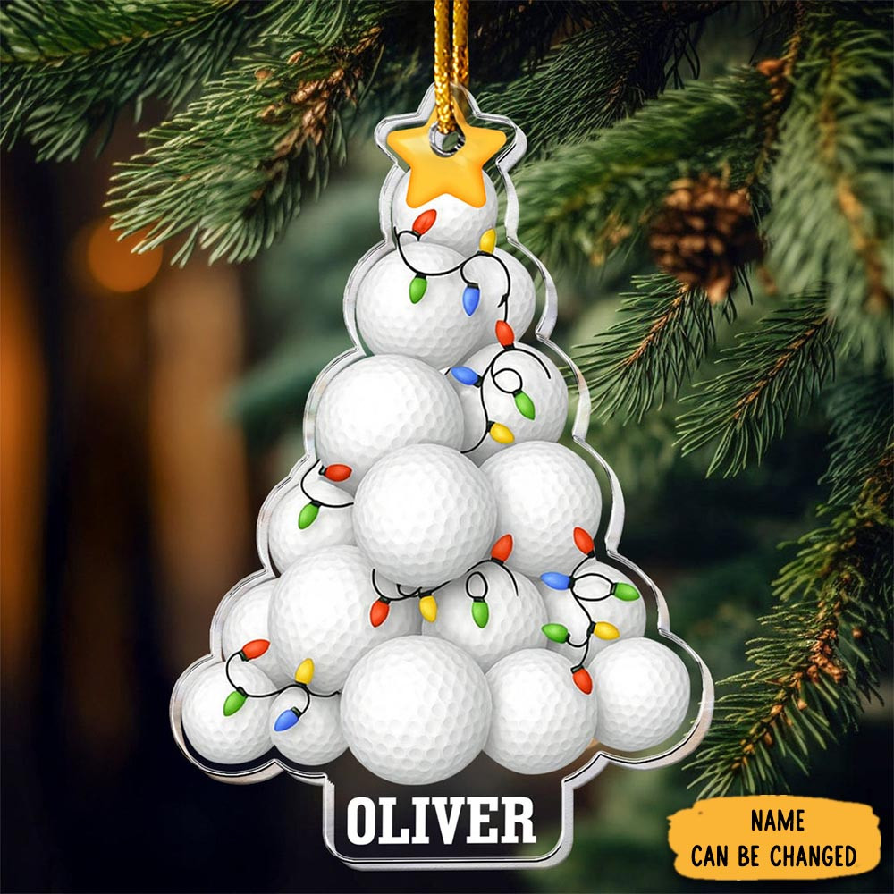 Personalized Golf Ball Tree Christmas Ornament Xmas Home Decor Christmas Gifts For Golfers