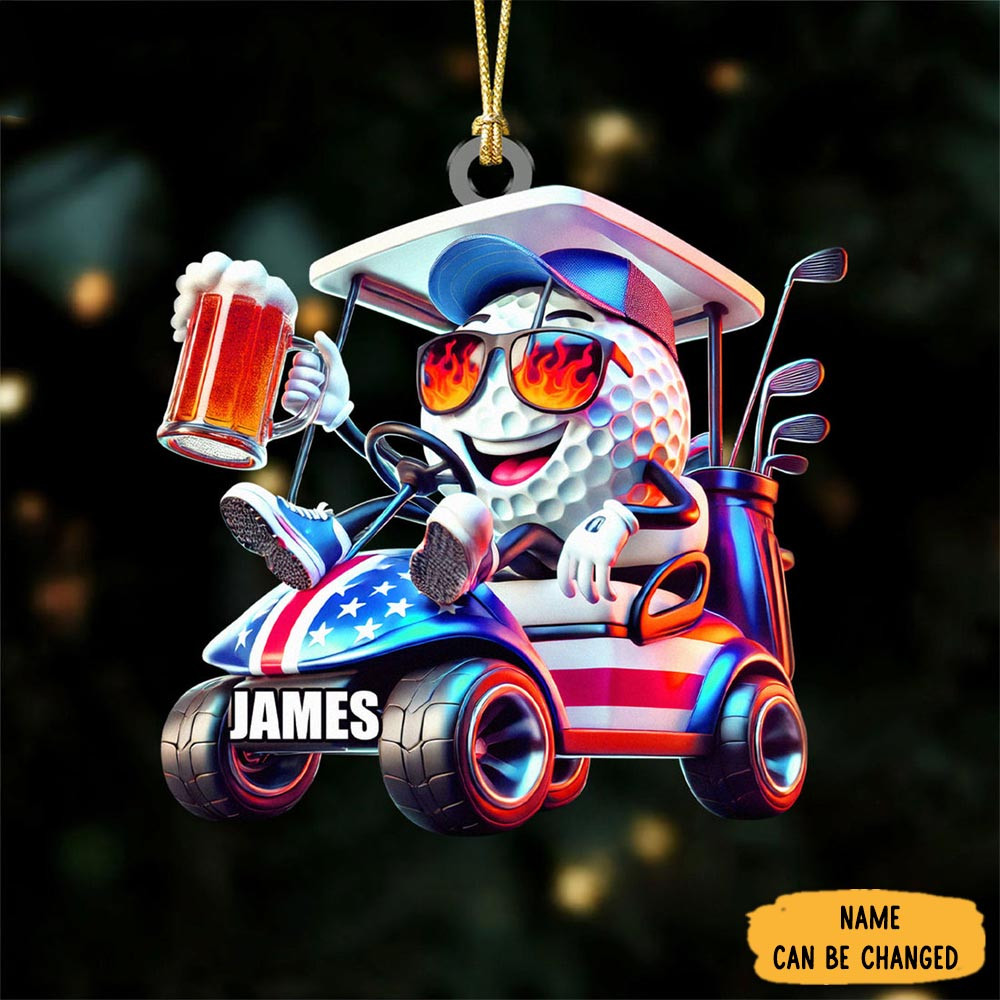 Personalized Golf Beer Christmas Ornament Sport Themed Winter Decor Xmas Gift Ideas