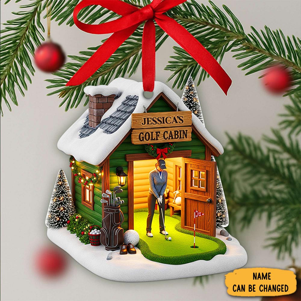 Personalized Golf Cabin Christmas Ornament Christmas Indoor Decorations Golfer Xmas Gifts