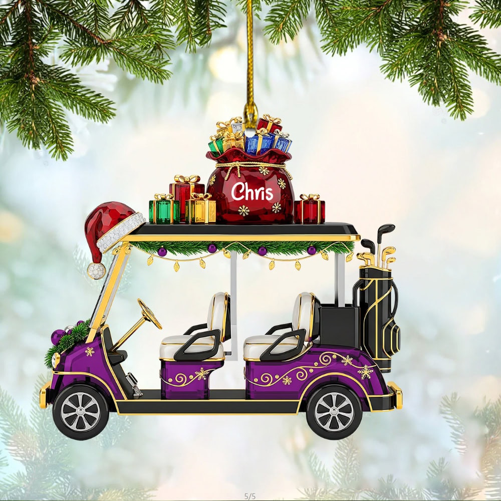 Personalized Golf Cart Custom Flat Acrylic Ornament Gift For Golf Lovers