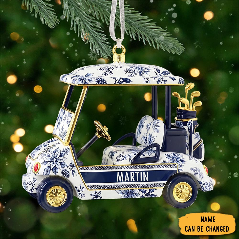 Personalized Golf Cart Ornament Toile De Jouy Christmas Ornament Christmas Indoor Decorations