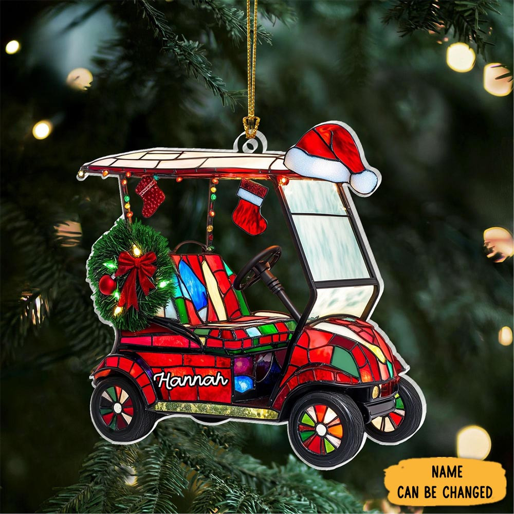 Personalized Golf Cart Santa Hat Christmas Ornament Xmas Decorations Cool Christmas Gifts