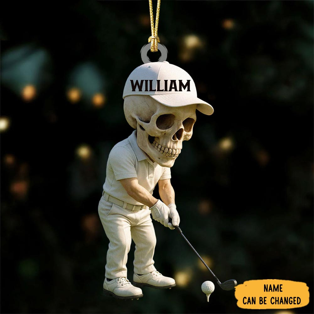 Personalized Golf Skull Christmas Ornament Christmas Tree Decor Funny Golf Xmas Gifts