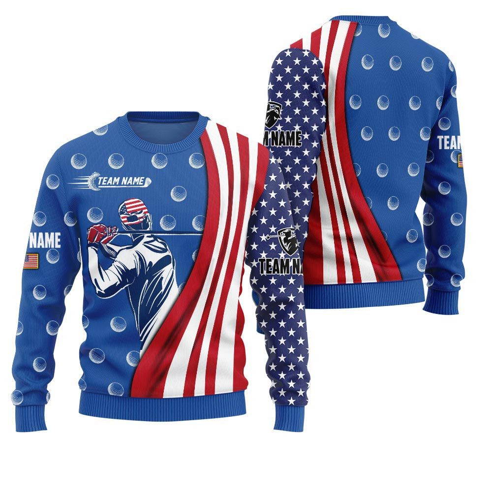 Personalized Golf Ugly Christmas Sweater Usa Team Edition Secret Santa Gifts For Her