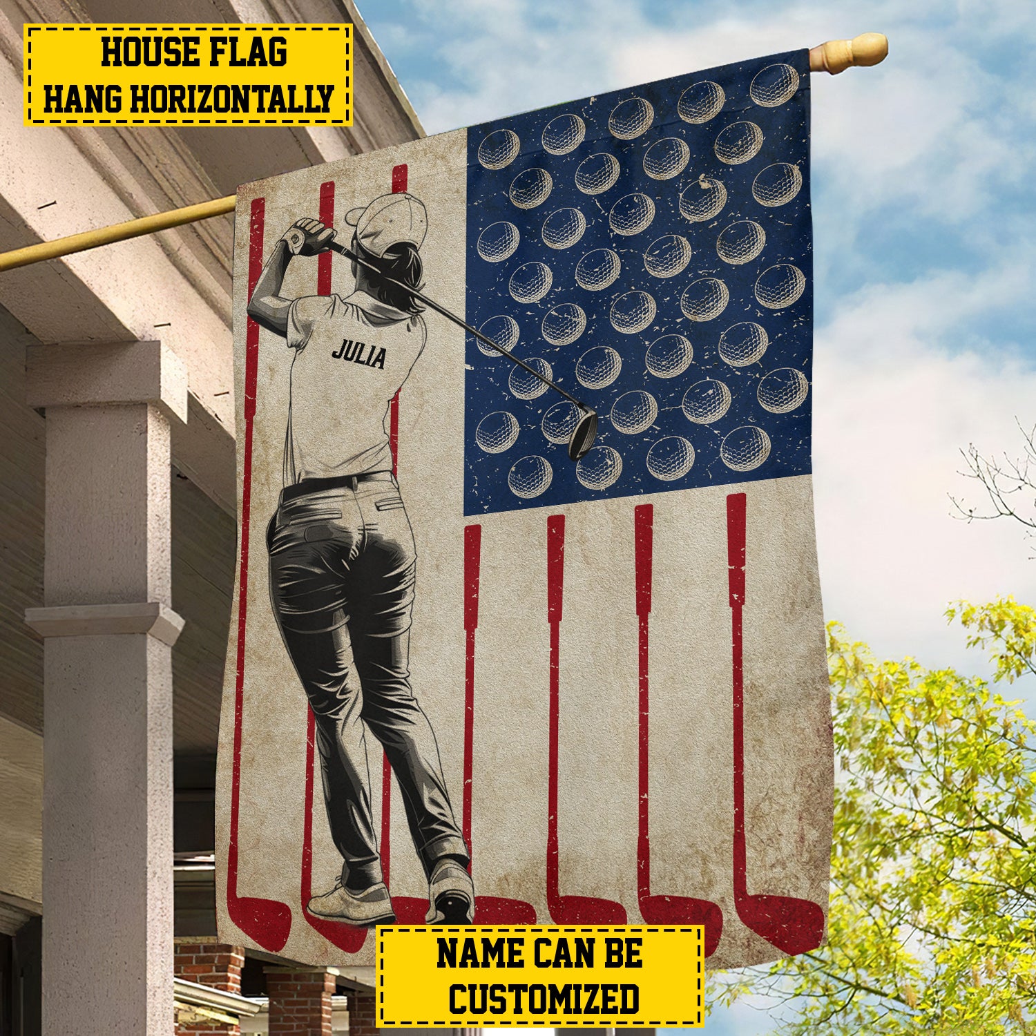 Personalized Golf Women American Garden Flag Usa Yard Flag Gift For Golf Lovers