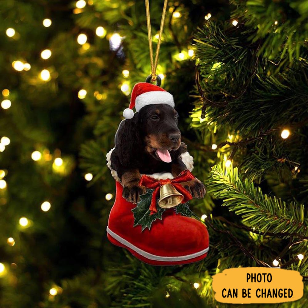 Personalized Gordon Setter In Santa Boot Christmas Hanging Ornament Lovely New Year Ornament Keepsake