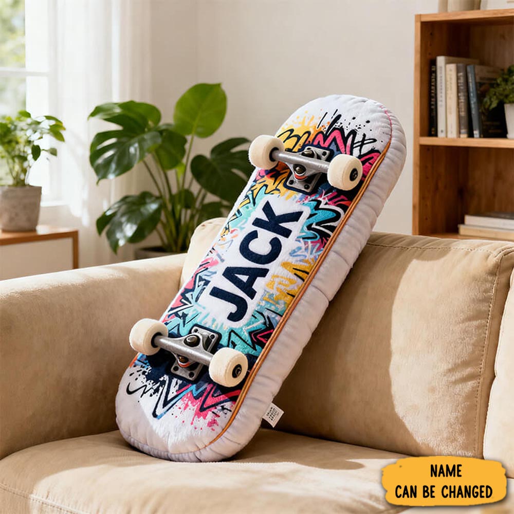 Personalized Graffiti Skateboard Pillow Custom Pillow Home Decor Gifts For Skateboard Lovers