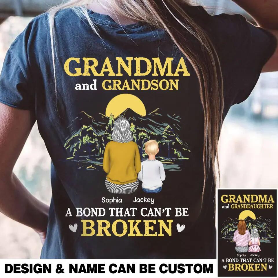 Personalized Grandma And Granddaughter Grandson A Bond That Can'T Be Broken T-Shirt Mother's Day Shirt Special Mothers Day Presents