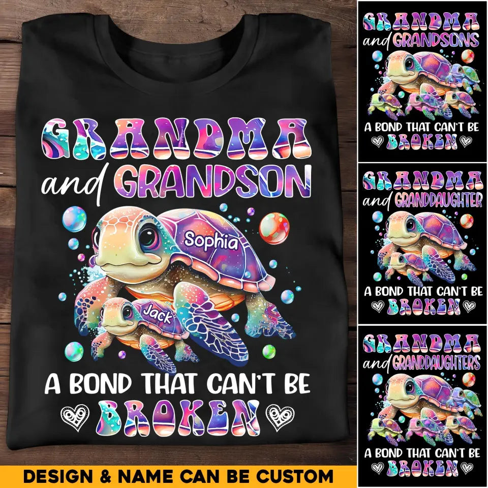 Personalized Grandma And Granddaughters Or Grandsons A Bond That Can'T Be Broken T-Shirt Mother's Day Shirt Best Mothers Day Gifts