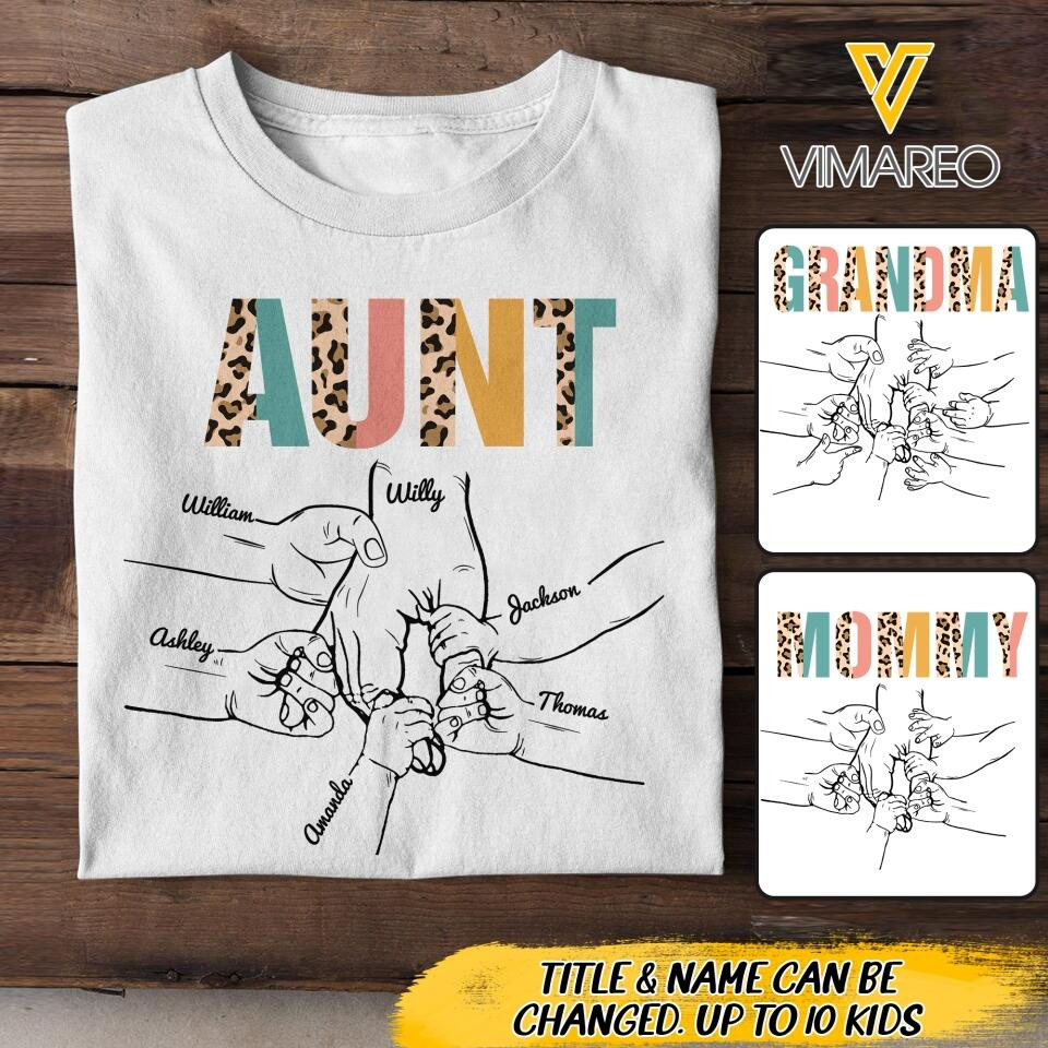 Personalized Grandma Aunt Kid Name T-Shirt Mother's Day Shirt Gift Ideas For Mother In Law