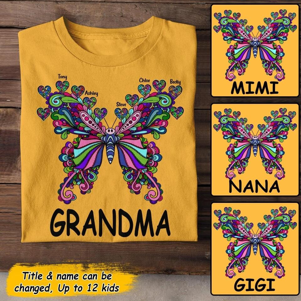 Personalized Grandma Butterfly T-Shirt Mother's Day Shirt Good Gifts For Wife