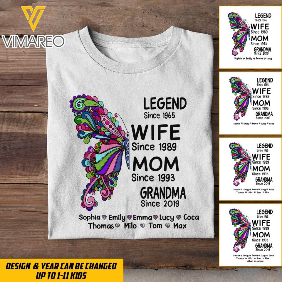 Personalized Grandma Butterfly T-Shirt Mother's Day Shirt Perfect Mother' Day Gifts