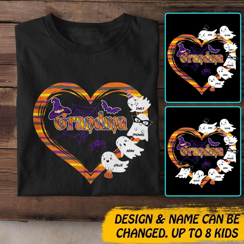 Personalized Grandma Custom Kid Numbers Halloween T-Shirt Mother's Day Shirt Gift Ideas For Girlfriend