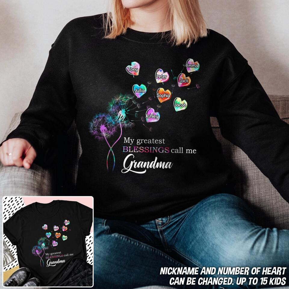 Personalized Grandma Flower Heart T-Shirt Mother's Day Shirt Or SweaT-Shirt Mother's Day Shirt Mothers Day Gift For My Daughter