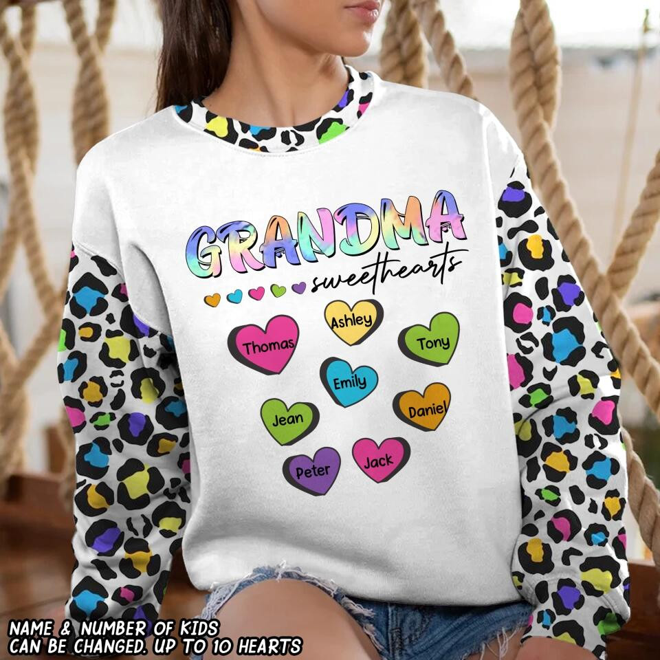 Personalized Grandma Gnome Custom Kid's Name Christmas Sweatshirt Best Gift For Daughter's First Mother's Day
