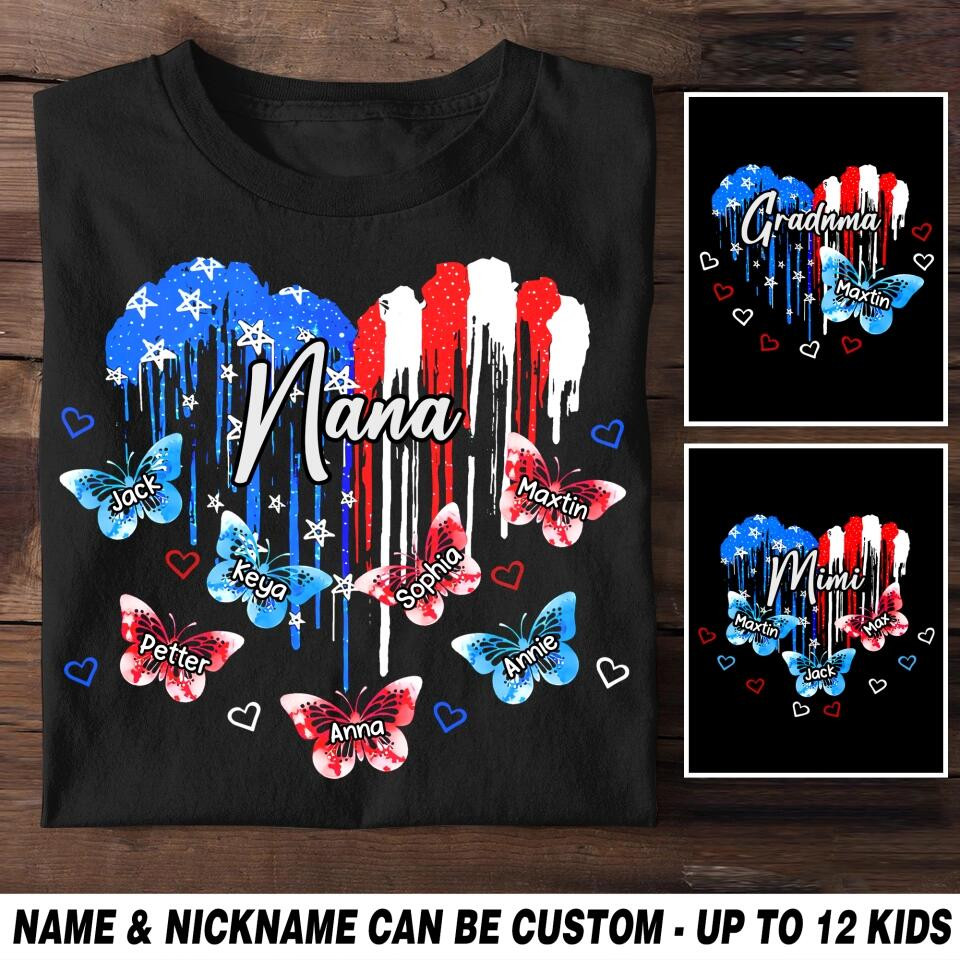 Personalized Grandma Heart Butterfly T-Shirt Mother's Day Shirt Or SweaT-Shirt Mother's Day Shirt Mothers Day Gift For Friends