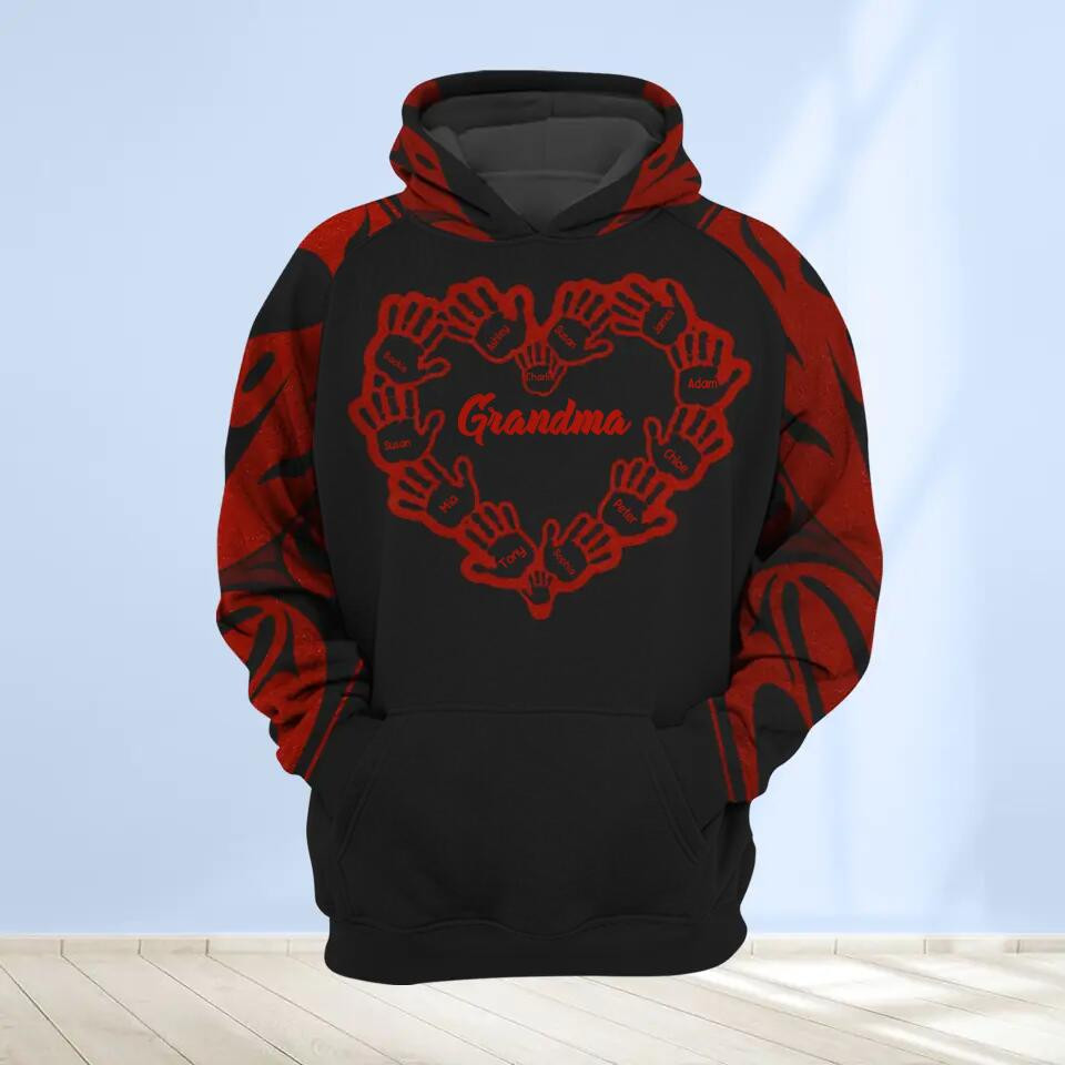 Personalized Grandma Heart Hands Hoodie Best Mothers Day Gifts