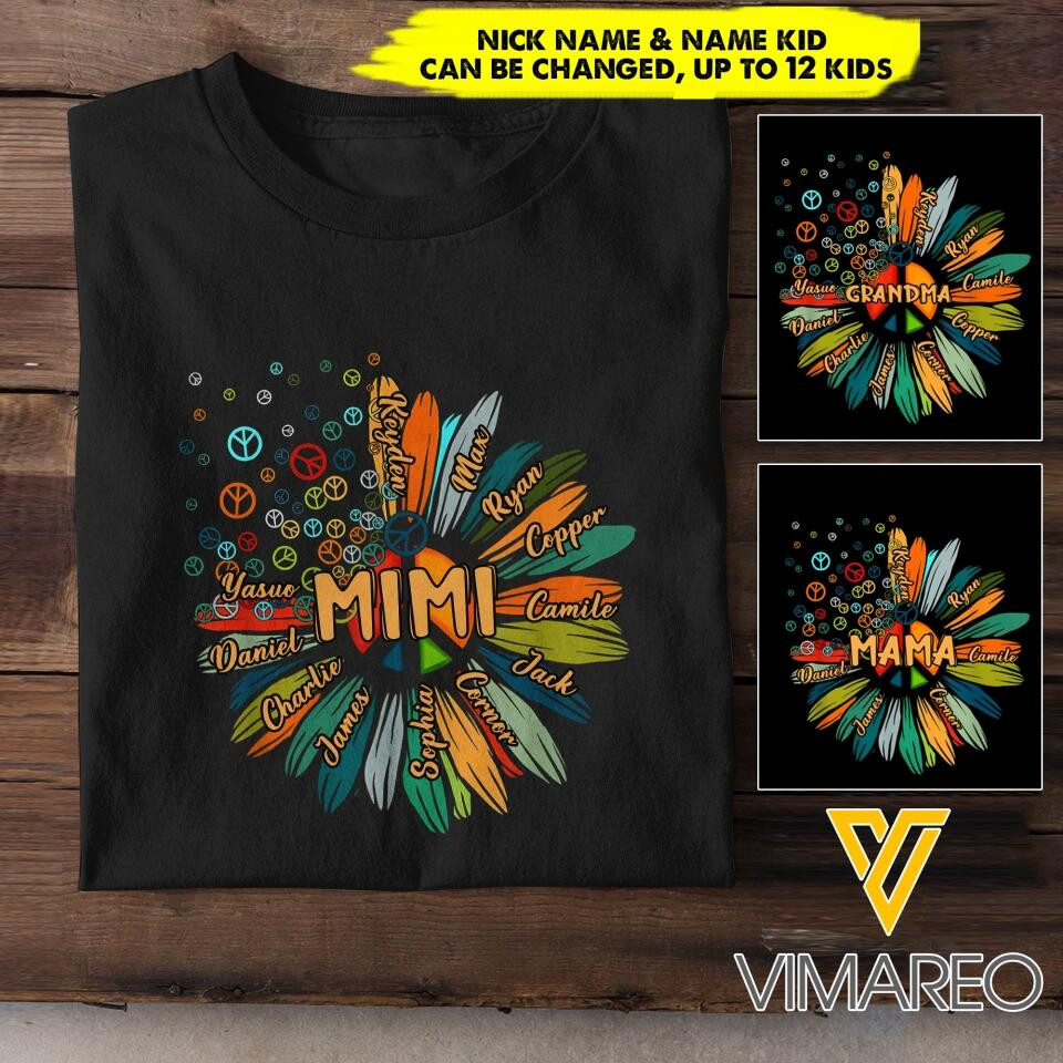 Personalized Grandma Hippie Sunflower With Kid Name T-Shirt Mother's Day Shirt Mother' Day Special Gifts