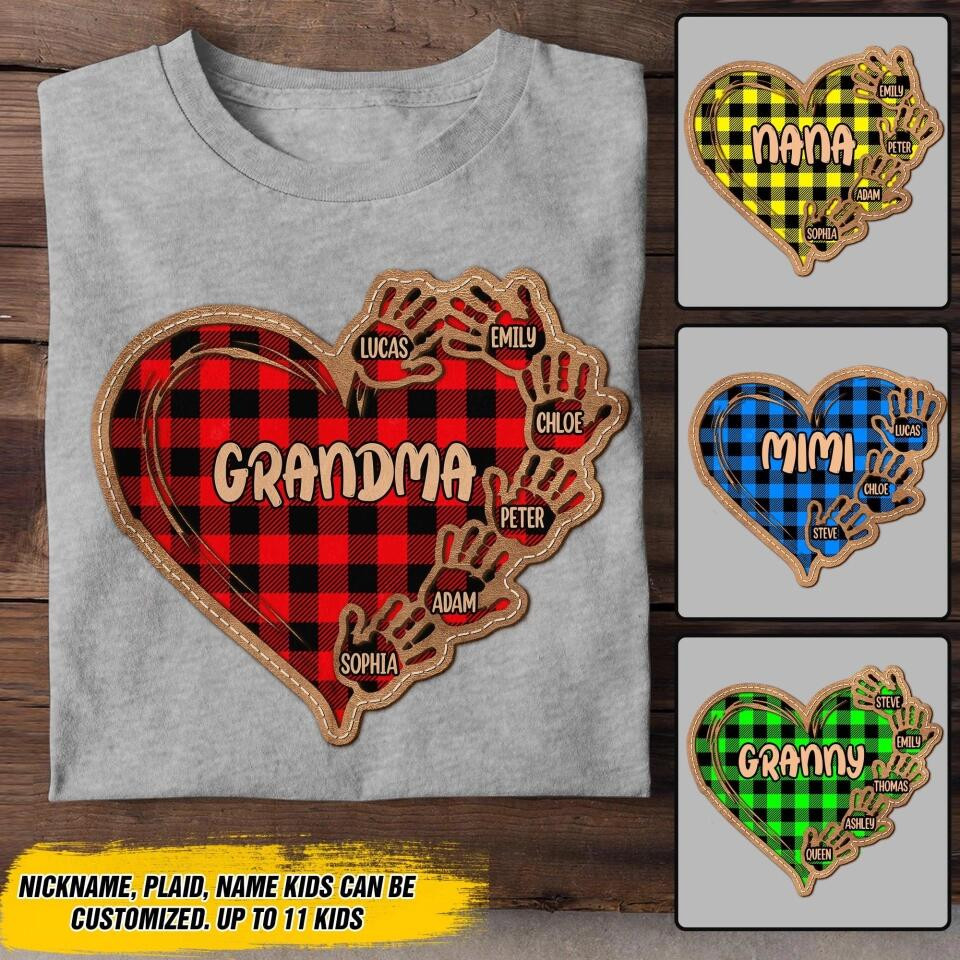 Personalized Grandma Kid Caro Color Heart T-Shirt Mother's Day Shirt Gift Ideas For Girlfriend
