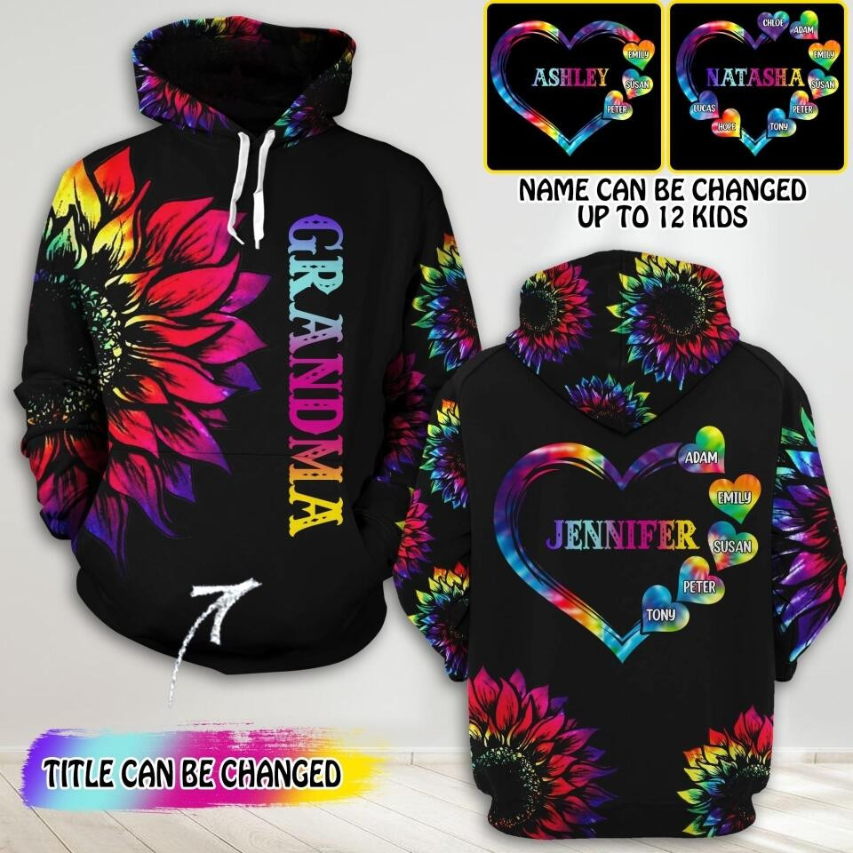 Personalized Grandma Kid Sunflower Hoodie Good Mothers Day Gifts