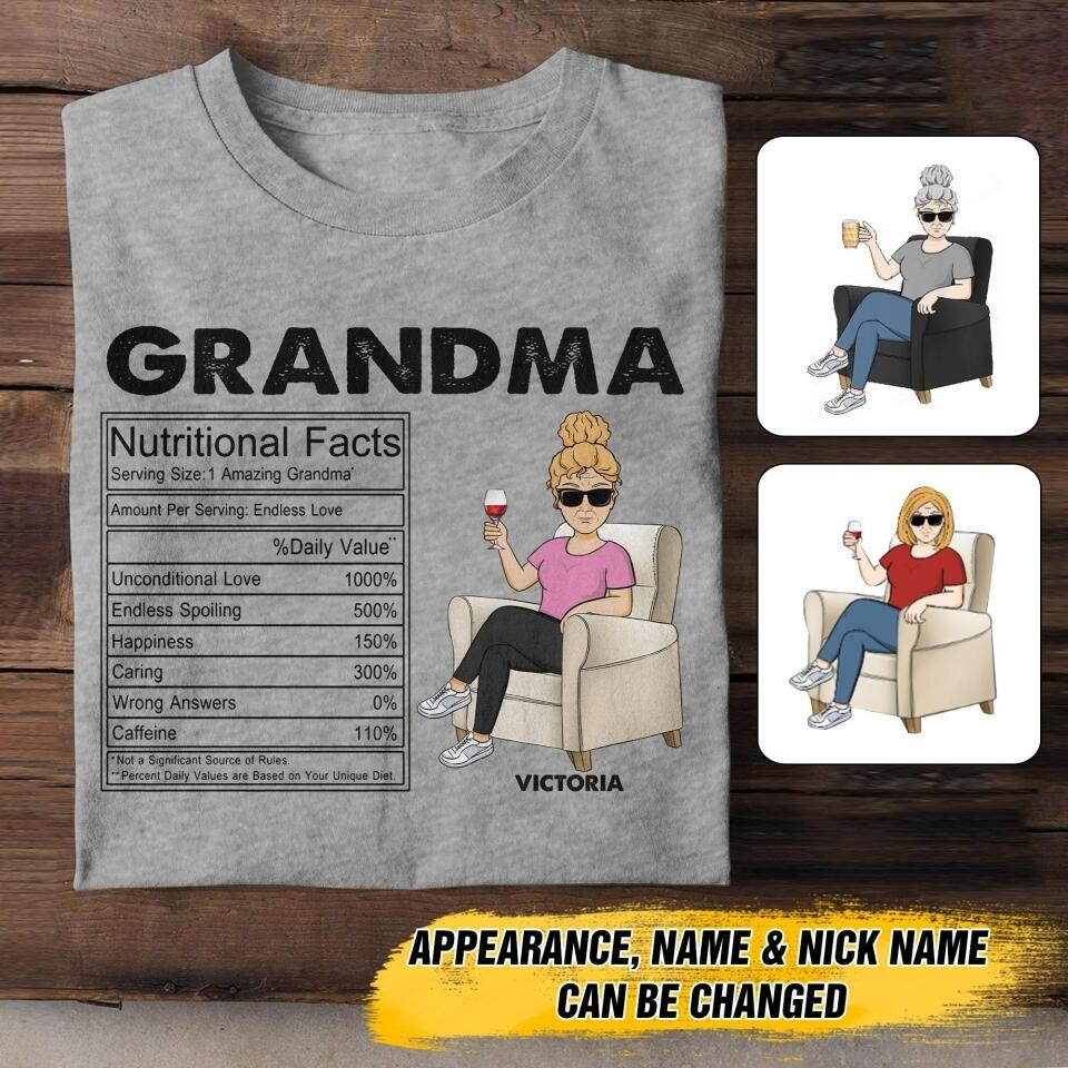 Personalized Grandma Nutritional Facts T-Shirt Mother's Day Shirt Best Gifts For Women