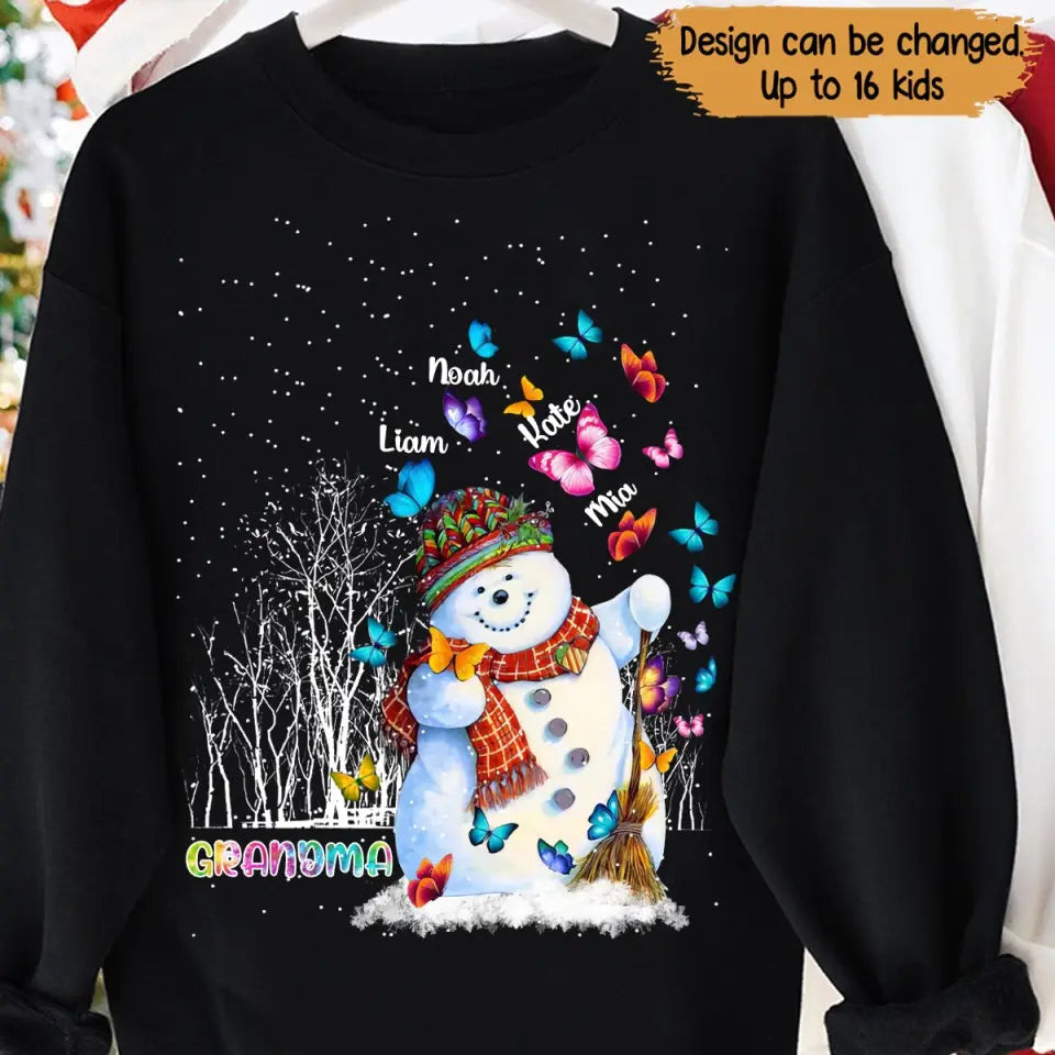 Personalized Grandma Snowman And Kid Names Christmas Gift Sweatshirt Great Mother's Day Gifts For Mom
