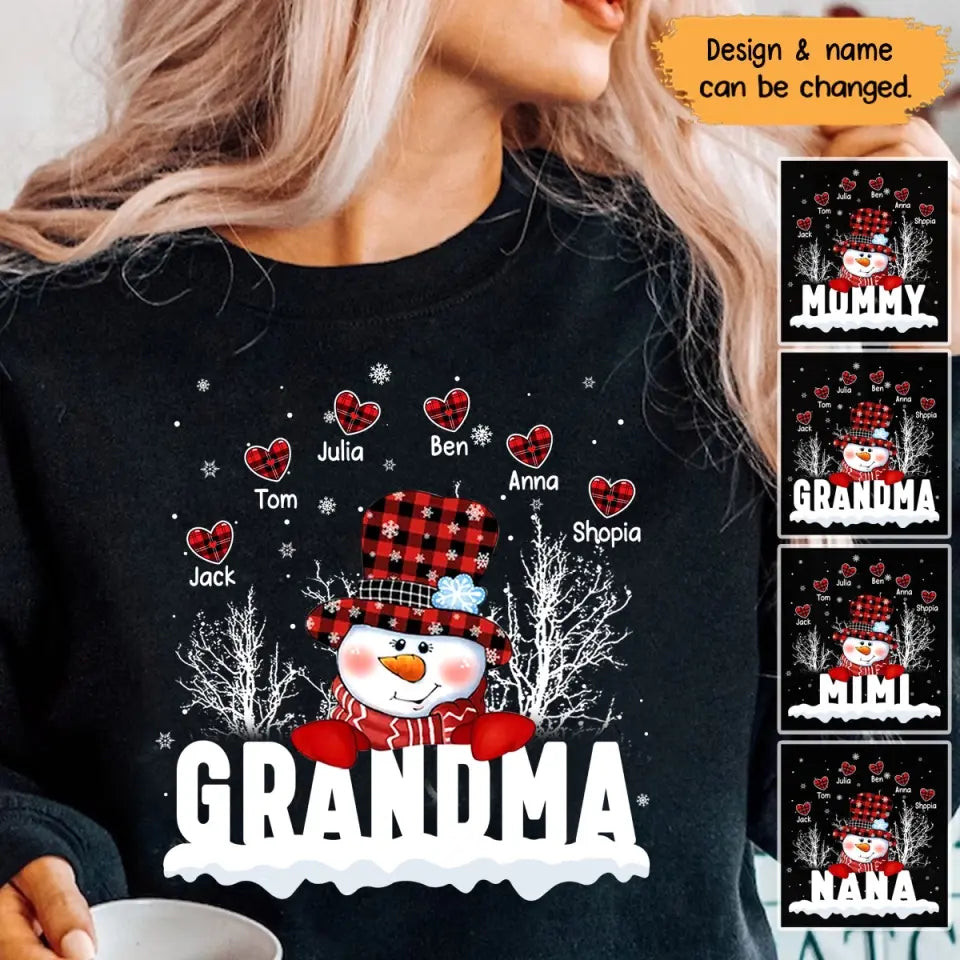Personalized Grandma Snowman Custom Name Xmas Snow Vibes Christmas Gift Sweatshirt Best Gift For Mothers On Mother's Day