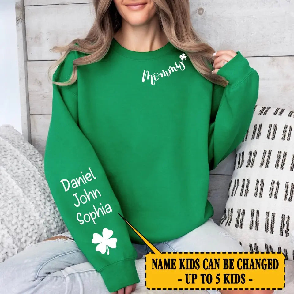 Personalized Grandma Turle Clover And Kid Names Sweatshirt Mother's Day Gift For Daughter From Mom