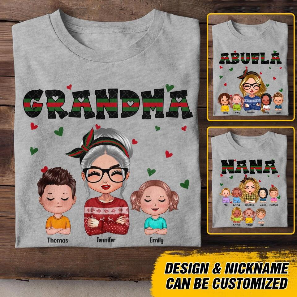 Personalized Grandma With Kid Heart Grandma Gifts T-Shirt Mother's Day Shirt Gift For Mom