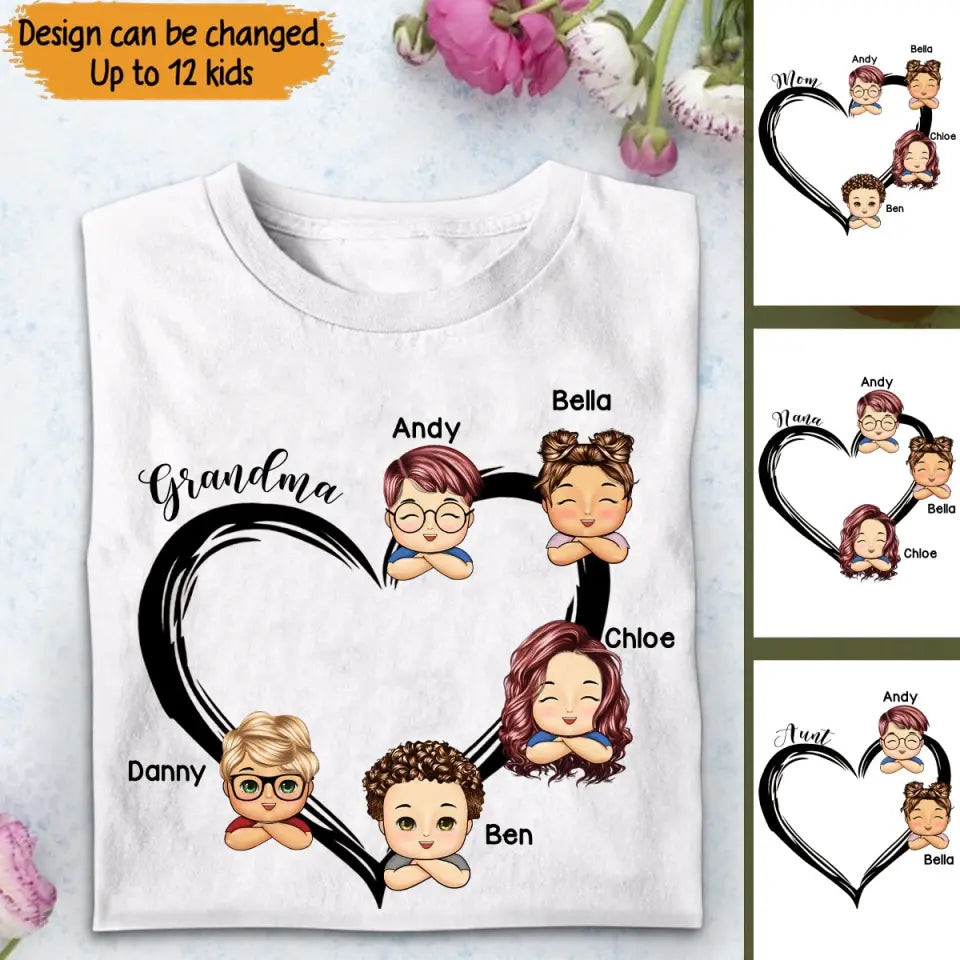 Personalized Grandma With Kids Names T-Shirt Mother's Day Shirt Gifts For Mom From Daughter