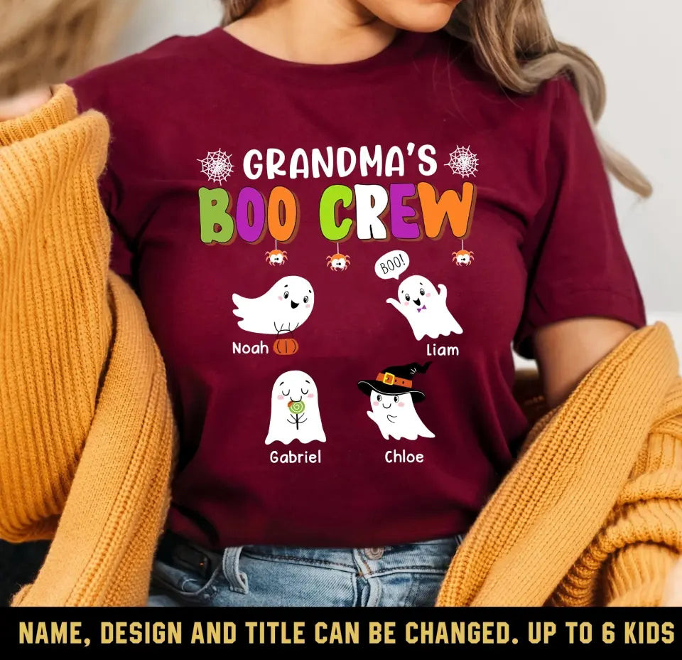 Personalized Grandma's Boo Crew Ghosts With Kid Names T-Shirt Mother's Day Shirt Present Ideas For Wife