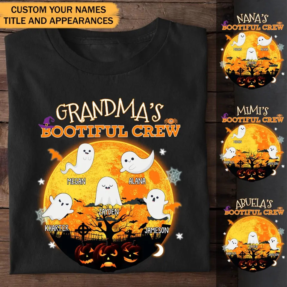 Personalized Grandma's Bootiful Crew Ghost With Kid Names Halloween T-Shirt Mother's Day Shirt Good Gifts For Wife