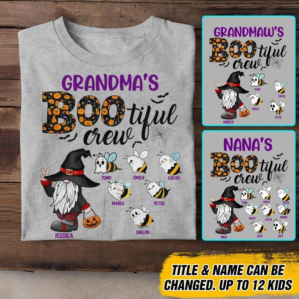 Personalized Grandma's Bootiful Crew Kid Name Halloween T-Shirt Mother's Day Shirt Good Gifts For Girlfriend
