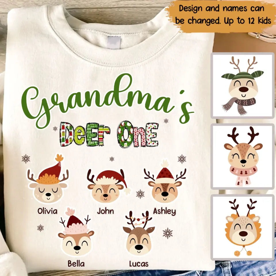 Personalized Grandma's Deer One Kid Names Sweatshirt Or T-Shirt Mother's Day Shirt Good Mother's Day Gifts For Mom