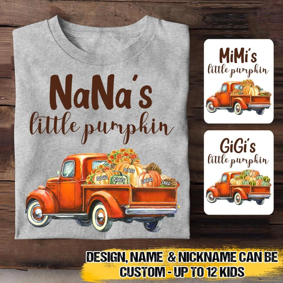 Personalized Grandma's Little Pumpkin Kid Name T-Shirt Mother's Day Shirt Gifts For Mum